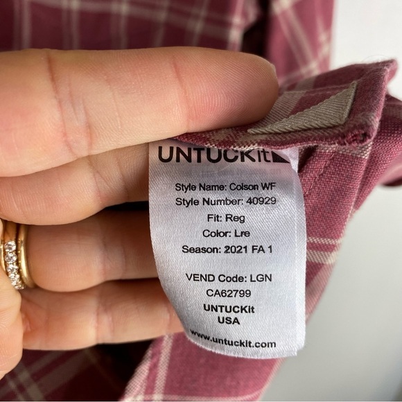 UNTUCKit Men's Colson Wrinkle Free 100% Cotton Plaid Button Up Down Shirt Large - Picture 5 of 7